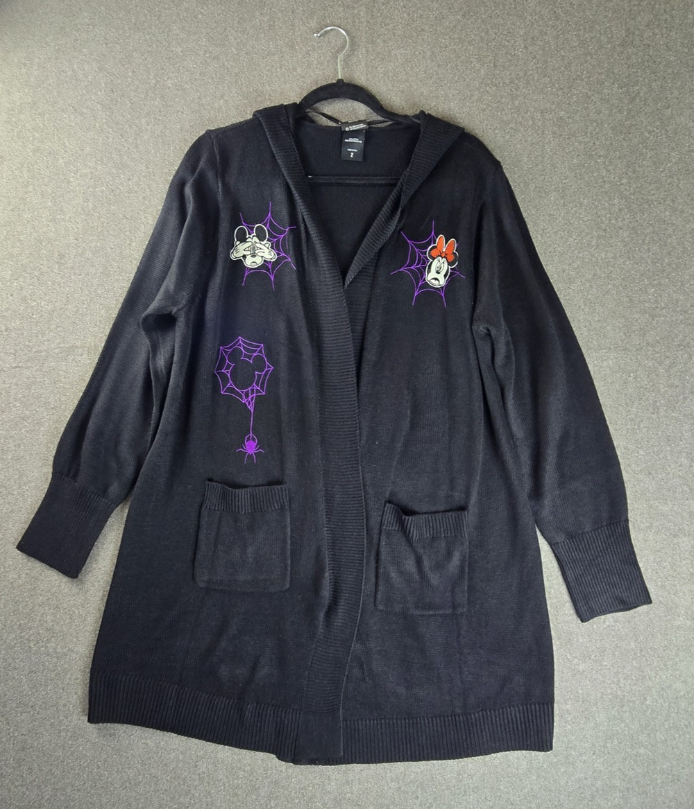 Torrid Disney Mickey Minnie Mouse Halloween Hooded Open Cardigan 18 20 2X Black